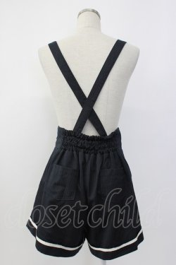 画像2: Amavel / サス付きストライプショートパンツ  黒Ｘ白 T-26-02-08-027-CA-PA-SA-ZT