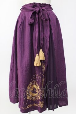 画像1: axes femme / アラジン刺繍ミディスカート M パープル T-26-02-08-031-AX-SK-SA-ZT
