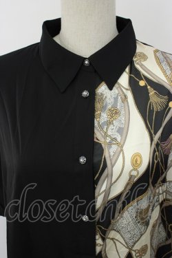 画像3: axes femme / 柄切替シャツワンピース  黒 T-26-02-08-003-AX-OP-SA-ZT