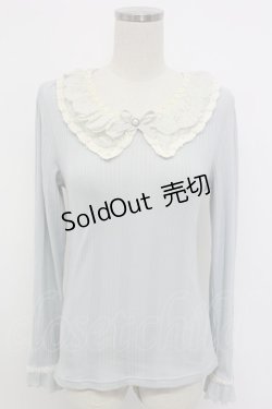 画像1: axes femme / レースカラーテレコカットソー  サックスＸ白 T-26-02-08-004-AX-TO-SA-ZT