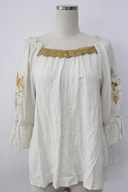 画像1: axes femme / アラジン/刺繍トップス M ホワイト T-26-02-08-008-AX-TO-SA-ZT