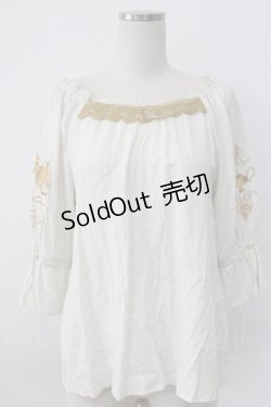 画像1: axes femme / アラジン/刺繍トップス M ホワイト T-26-02-08-008-AX-TO-SA-ZT583
