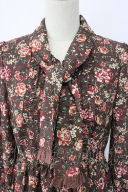 画像3: axes femme NOSTALGIE / パネル柄ボウタイ付きワンピース  ブラウン T-26-02-08-016-AX-OP-SA-ZT