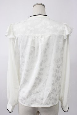 画像2: axes femme / チャイナ釦ジャカードブラウス  ホワイト T-26-02-08-019-AX-BL-SA-ZT