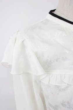 画像4: axes femme / チャイナ釦ジャカードブラウス  ホワイト T-26-02-08-019-AX-BL-SA-ZT