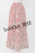 PINK HOUSE / オールドローズプリントスカート  赤Ｘ緑 T-26-02-08-021-LO-SK-SA-ZT