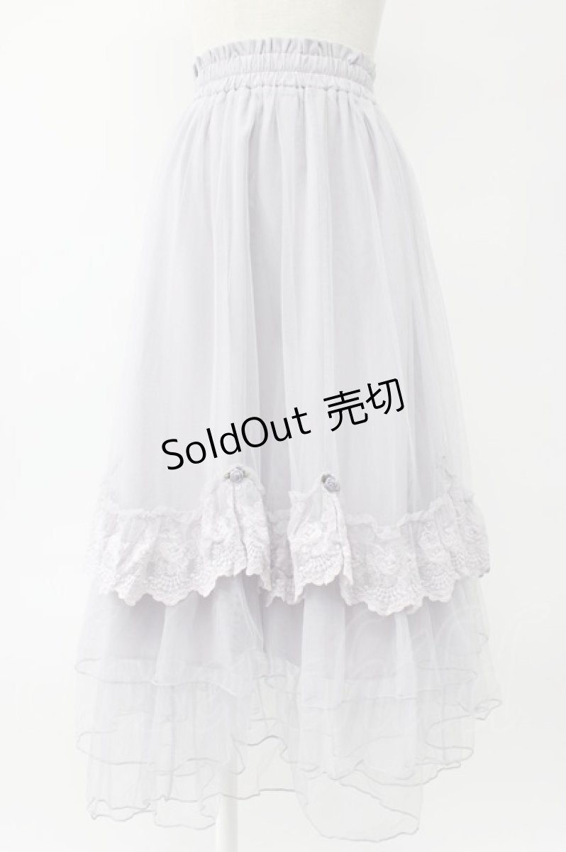 画像1: axes femme / ローズ付ドレープチュールスカート  ラベンダー T-26-02-08-022-AX-SK-SA-ZT583 (1)