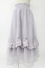 画像1: axes femme / ローズ付ドレープチュールスカート  ラベンダー T-26-02-08-022-AX-SK-SA-ZT583 (1)