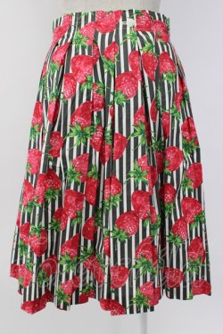 画像2: Jane Marple / ストロベリーmeetsストライプタックスカート  黒 T-26-02-08-024-JM-SK-SA-ZT