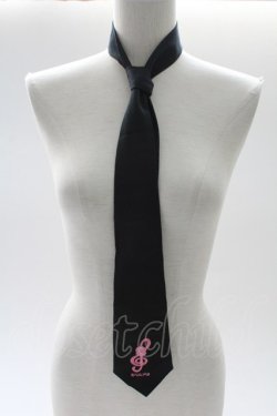 画像1: MAM / 音符刺繍ネクタイ  黒Ｘピンク T-26-02-10-030-LO-ZA-SA-ZT
