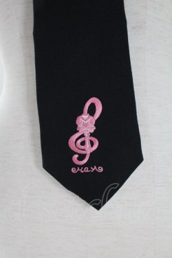 画像2: MAM / 音符刺繍ネクタイ  黒Ｘピンク T-26-02-10-030-LO-ZA-SA-ZT
