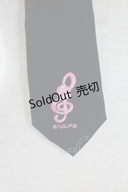 画像2: MAM / 音符刺繍ネクタイ  黒Ｘピンク T-26-02-10-030-LO-ZA-SA-ZT575F005