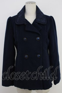 画像1: axes femme / レースカラーショートコート  ネイビー T-26-02-10-004-AX-CO-IG-ZT