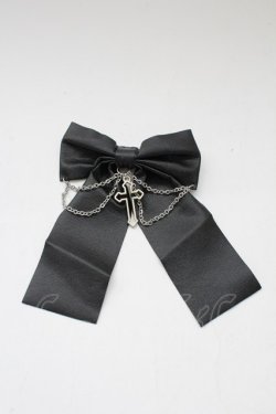 画像1: LOLITAその他(お買取対象外) / チェーンクロスリボンクリップ  黒Ｘシルバー T-26-02-10-034-LO-AC-SA-ZT