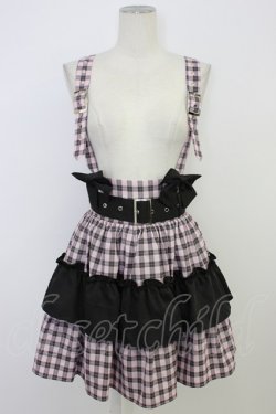 画像1: Ank Rouge / Be mqin サス付きティアードスカート M ピンク T-26-02-10-007-CA-SK-SA-ZT