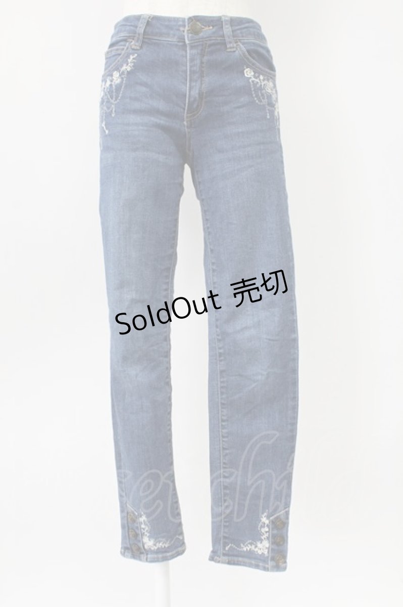 画像1: axes femme / 薔薇×鍵刺繍デニムパギンス S インディゴ T-26-02-10-008-AX-PA-IG-ZT596 (1)