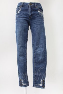 画像1: axes femme / 薔薇×鍵刺繍デニムパギンス S インディゴ T-26-02-10-008-AX-PA-IG-ZT