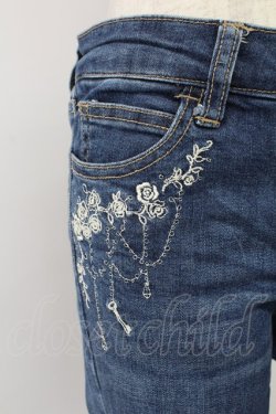 画像4: axes femme / 薔薇×鍵刺繍デニムパギンス S インディゴ T-26-02-10-008-AX-PA-IG-ZT
