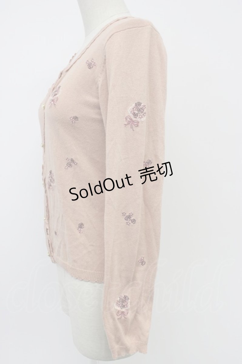 画像3: axes femme / ブーケ刺繍カーディガン M サーモン T-26-02-15-036-AX-TO-SA-ZT559 (3)