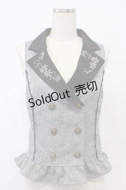 画像1: axes femme / 花刺繍レースアップベスト  グレーＸ黒 T-26-02-15-038-AX-TO-SA-ZT542