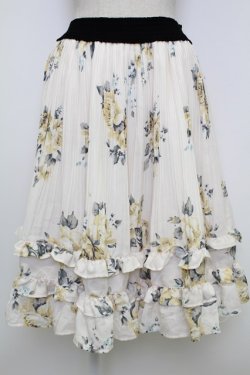 画像1: axes femme / 薔薇柄プリーツフリルスカート  キナリ T-26-02-15-005-AX-SK-SA-ZT