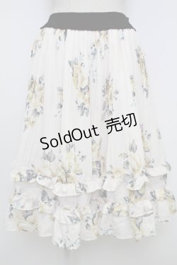 画像1: axes femme / 薔薇柄プリーツフリルスカート  キナリ T-26-02-15-005-AX-SK-SA-ZT555