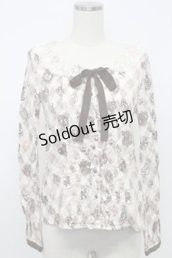 画像1: Ank Rouge / トランプ柄長袖ブラウス M ピンク T-26-02-15-009-CA-BL-SA-ZT543