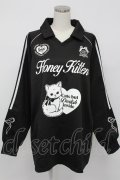 Honey Cinnamon / Honey Kitten袖ラインユニフォームトップス  黒Ｘ白 T-26-02-15-012-LO-JA-SA-ZT