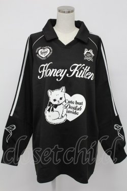 画像1: Honey Cinnamon / Honey Kitten袖ラインユニフォームトップス  黒Ｘ白 T-26-02-15-012-LO-JA-SA-ZT