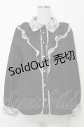majoretty / レースフリル長袖ブラウス  黒Ｘ白 T-26-02-15-002-GO-BL-SA-ZT
