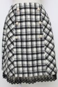 axes femme POETIQUE / パールボタンチェックスカート  黒Ｘ白 T-26-02-15-026-AX-SK-SA-ZT