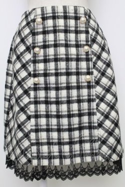 画像1: axes femme POETIQUE / パールボタンチェックスカート  黒Ｘ白 T-26-02-15-026-AX-SK-SA-ZT