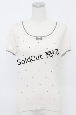 画像1: LODISPOTTO / 水玉半袖ニットトップス M ベージュ T-26-02-15-027-LO-TO-SA-ZT