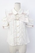 LIZ LISA / ハートリボンオフショル半袖ブラウス  白Ｘピンク T-26-02-16-005-LO-BL-SA-ZT