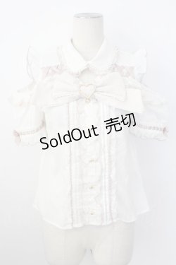 画像1: LIZ LISA / ハートリボンオフショル半袖ブラウス  白Ｘピンク T-26-02-16-005-LO-BL-SA-ZT