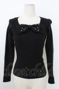 Ank Rouge / パールリボンニットトップス  黒 T-26-02-16-009-CA-TO-SA-ZT