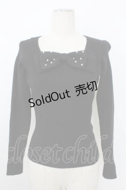 画像1: Ank Rouge / パールリボンニットトップス  黒 T-26-02-16-009-CA-TO-SA-ZT557