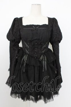 画像1: Ank Rouge / ゴブランワンピース  黒 T-26-02-16-012-CA-OP-SA-ZT