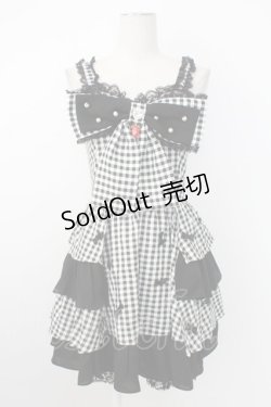 画像1: Ank Rouge / ギンガムリボンコンビネゾン  黒Ｘ白 T-26-02-16-013-CA-OP-SA-ZT