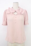 Ank Rouge / いちご刺繍&パール半袖トップス  ピンク T-26-02-16-002-CA-BL-SA-ZT