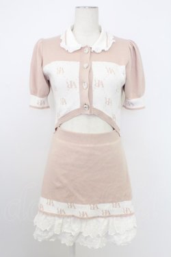 画像1: Ank Rouge / モノグラムポロニットOP  ピンクＸ白 T-26-02-16-014-CA-OP-SA-ZT