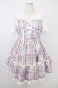 Ank Rouge / プリンセスおりぼんワンピース  ピンクＸ青チェック T-26-02-16-015-CA-OP-SA-ZT