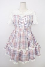 画像1: Ank Rouge / プリンセスおりぼんワンピース  ピンクＸ青チェック T-26-02-16-015-CA-OP-SA-ZT557 (1)