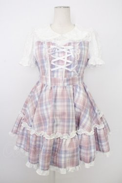 画像1: Ank Rouge / プリンセスおりぼんワンピース  ピンクＸ青チェック T-26-02-16-015-CA-OP-SA-ZT