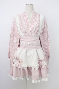 画像1: Ank Rouge / ギンガムメイド浴衣ドレス  ピンク T-26-02-16-018-CA-OP-SA-ZT