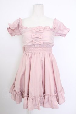 画像1: Ank Rouge / おリボンオフショルドーリーワンピース  ピンク T-26-02-16-022-CA-OP-SA-ZT