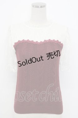 画像1: axes femme / レース切替ビスチェ風トップス M ワイン T-26-02-17-001-AX-TO-SA-ZT