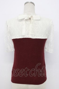 画像2: axes femme / レース切替ビスチェ風トップス M ワイン T-26-02-17-001-AX-TO-SA-ZT