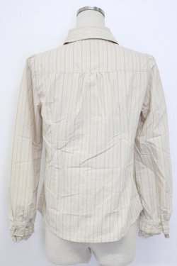 画像2: axes femme / 王冠ボタンストライプフリルブラウス M ベージュ T-26-02-17-006-AX-BL-SA-ZT