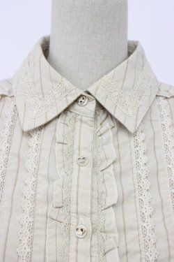 画像3: axes femme / 王冠ボタンストライプフリルブラウス M ベージュ T-26-02-17-006-AX-BL-SA-ZT